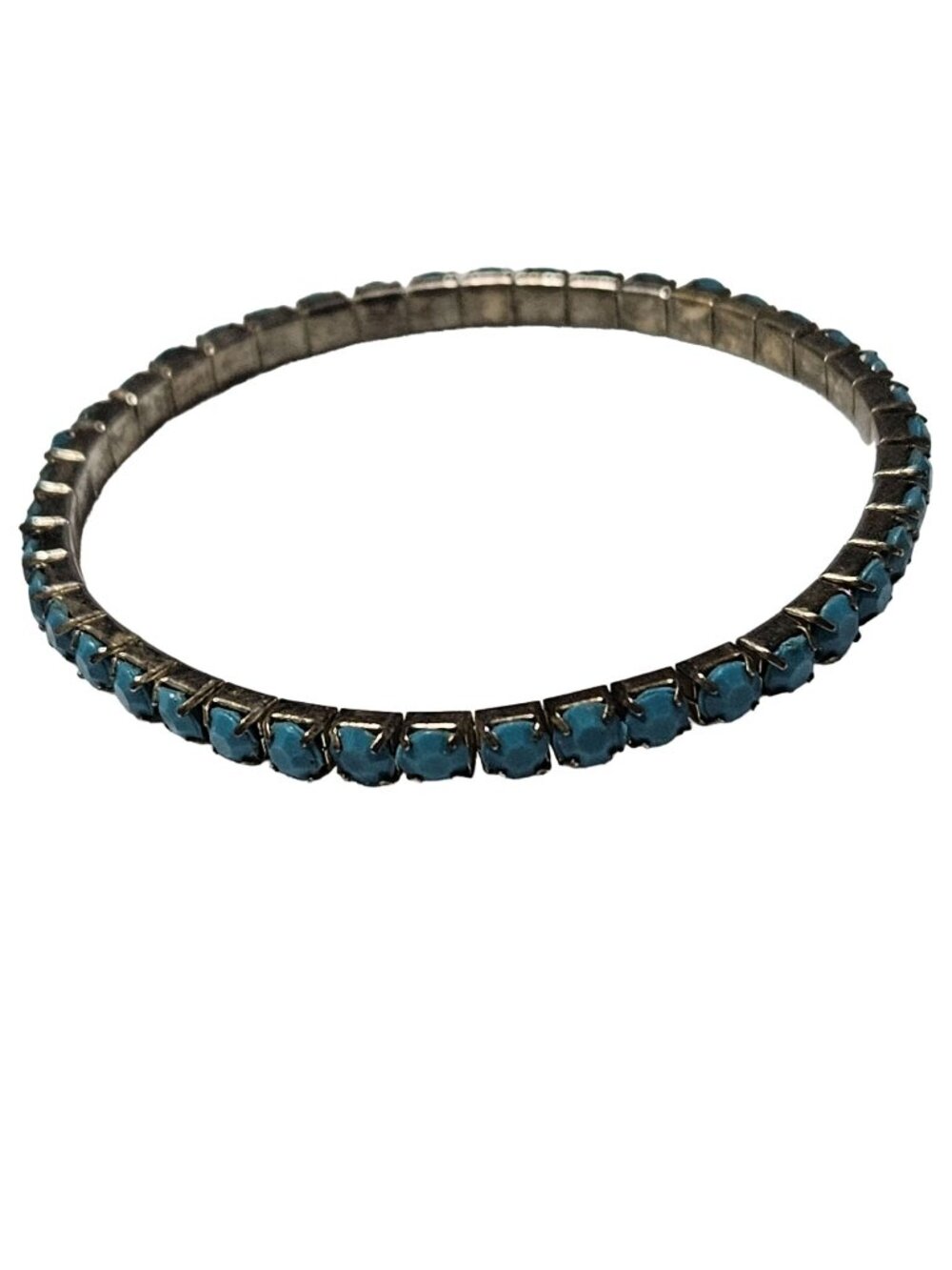 Vintage Tennis Bracelet Boho Blue Nugget Beads Stretch Retro Fashion Jewelry